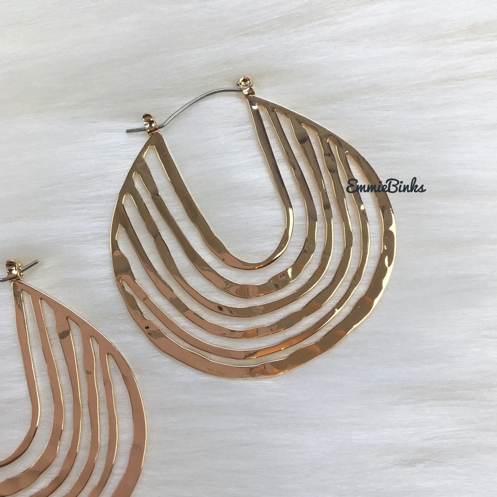 New Anthropologie Cutout Tier Geometric Hoop Earrings - Picture 8 of 11